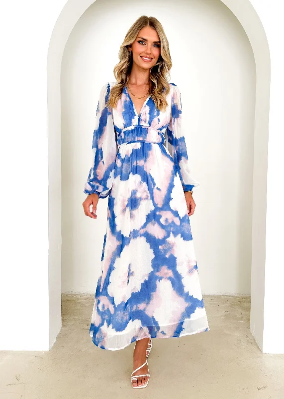 Anniston Maxi Dress - Indigo Watercolour