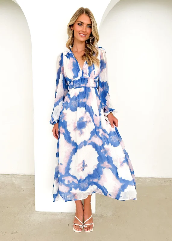 Anniston Maxi Dress - Indigo Watercolour