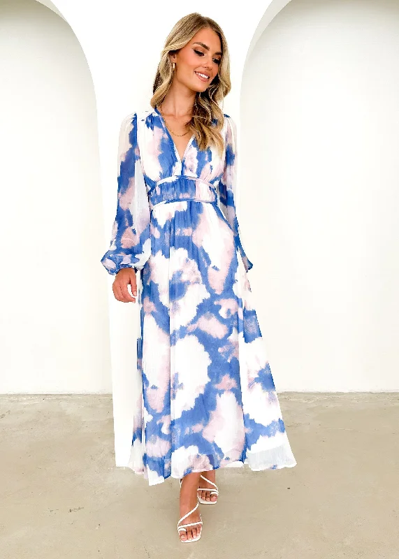 Anniston Maxi Dress - Indigo Watercolour