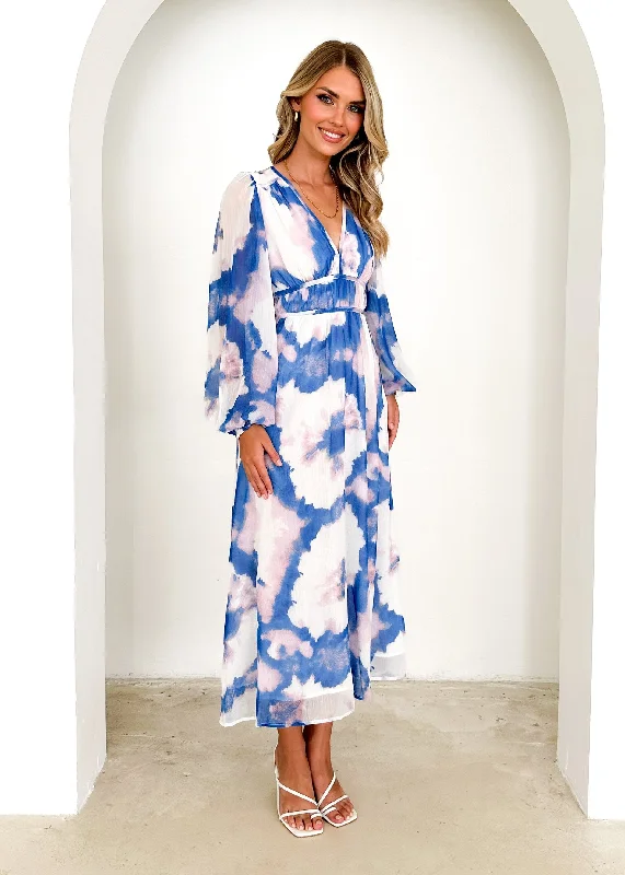 Anniston Maxi Dress - Indigo Watercolour