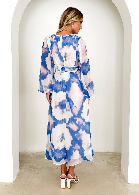 Anniston Maxi Dress - Indigo Watercolour