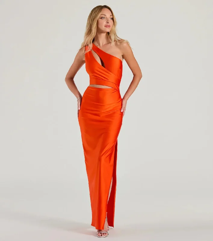 Avery One Shoulder Cutout Slim Formal Dress