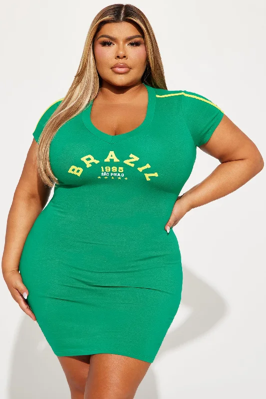 Brazil T-Shirt Mini Dress - Green