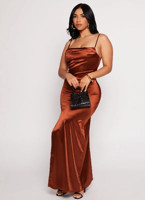 Satin Caged Back Maxi Dress