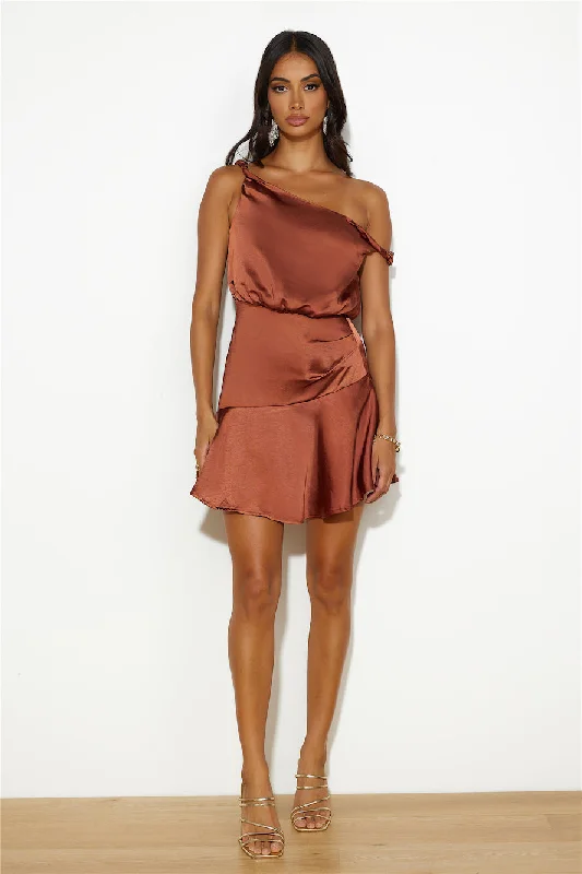 Caught My Attention Mini Dress Brown