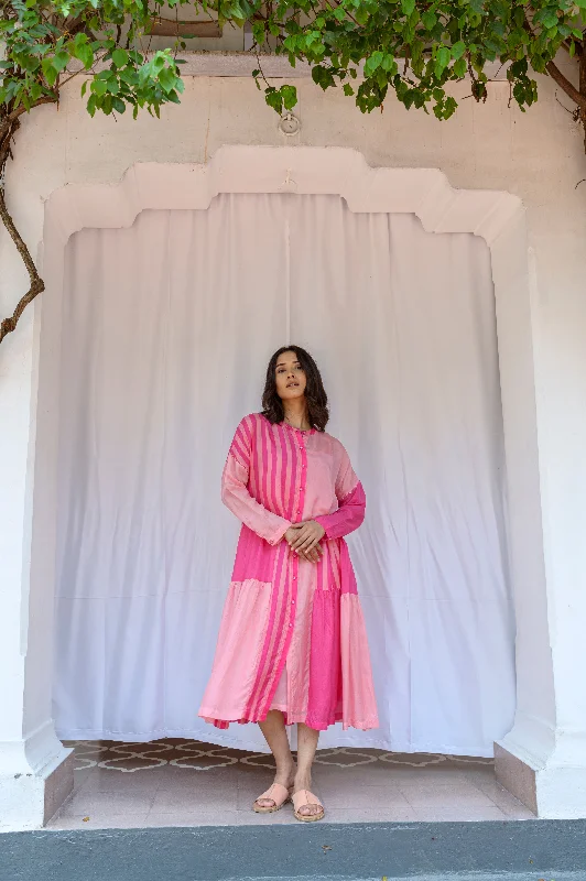 Color blocked dress with spaghetti lining