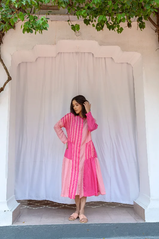 Color blocked dress with spaghetti lining