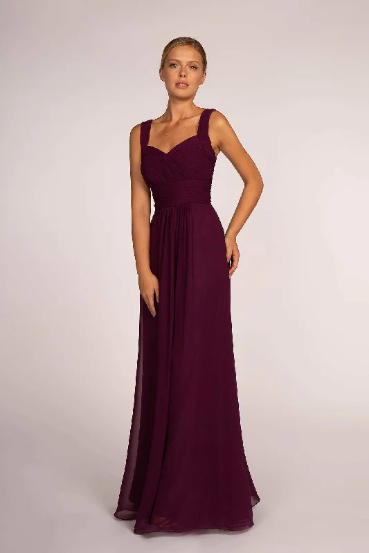 Elizabeth K - GL2608 Sleeveless Ruched-Bodice A-Line Chiffon Gown