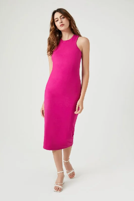 Forever 21 Women's Racerback Bodycon Midi Dress Fuchsia