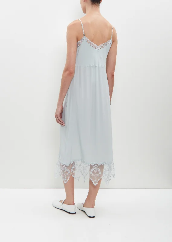 Lace Trim Slip Dress — Duck Egg