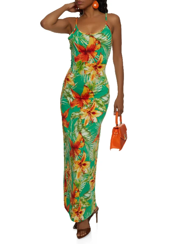 Haute Monde Floral Print Cami Maxi Dress