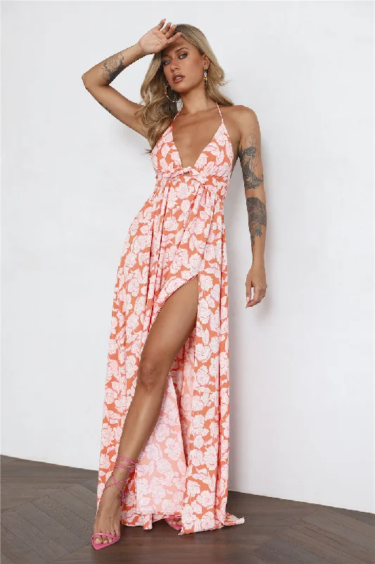 HELLO MOLLY Eternally Evergreen Maxi Dress Orange