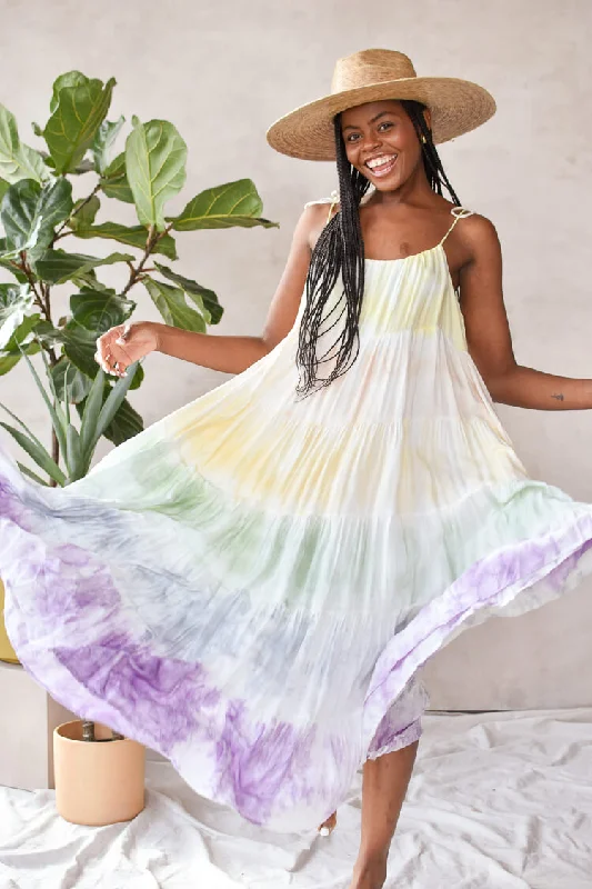 Island Time Rainbow Tie Dye Maxi Dress