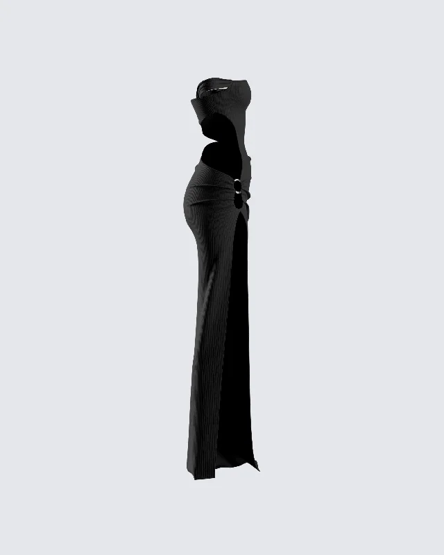 Janine Black Cut Out Maxi Dress