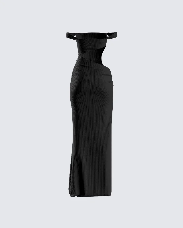 Janine Black Cut Out Maxi Dress