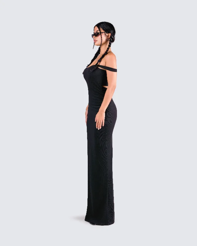 Janine Black Cut Out Maxi Dress