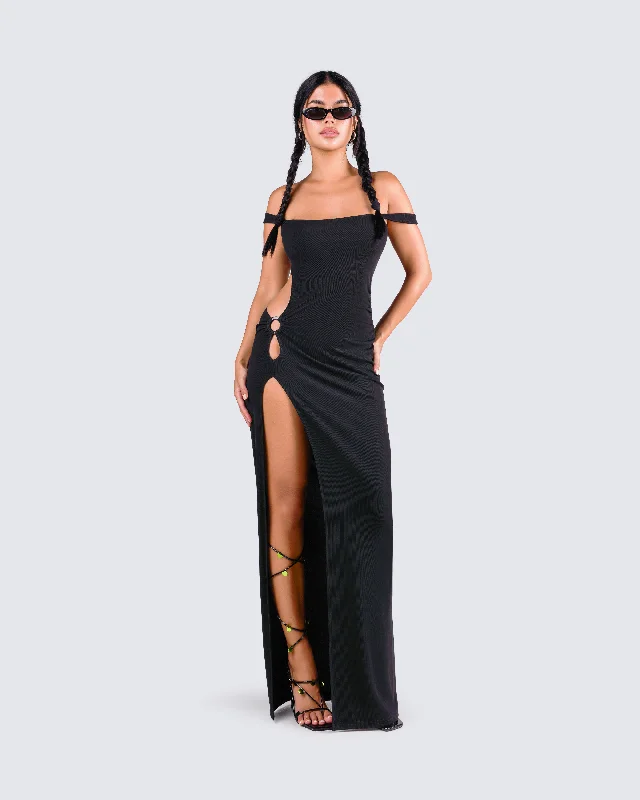 Janine Black Cut Out Maxi Dress