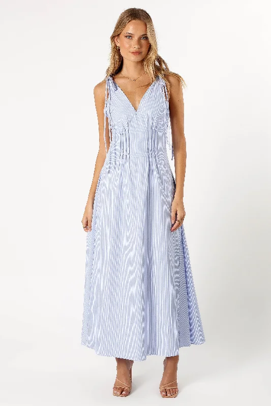 Jaynie Maxi Dress - Blue Stripe