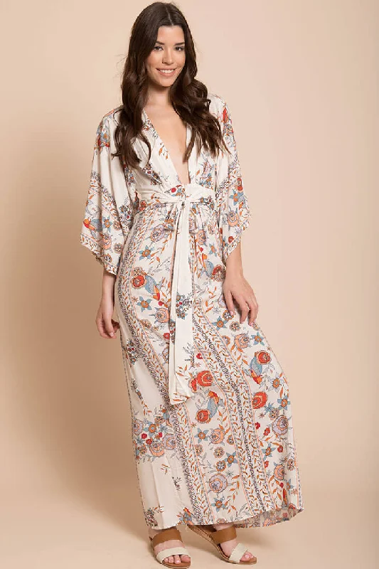 Kira Boho Floral Maxi Dress Orange