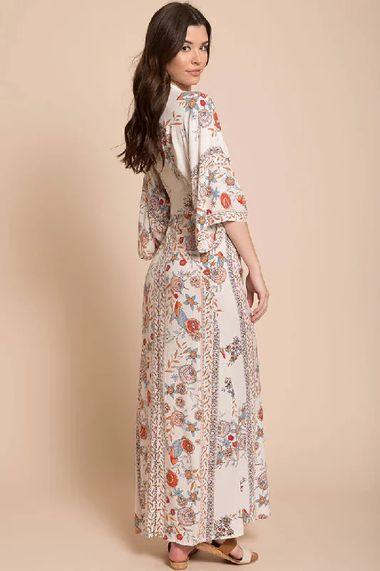 Kira Boho Floral Maxi Dress Orange