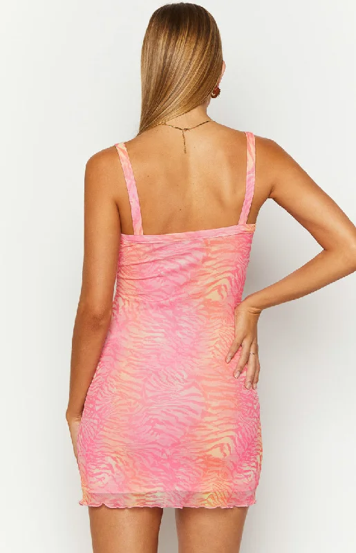 Lana Pink Sunset Tiger Print Mini Dress