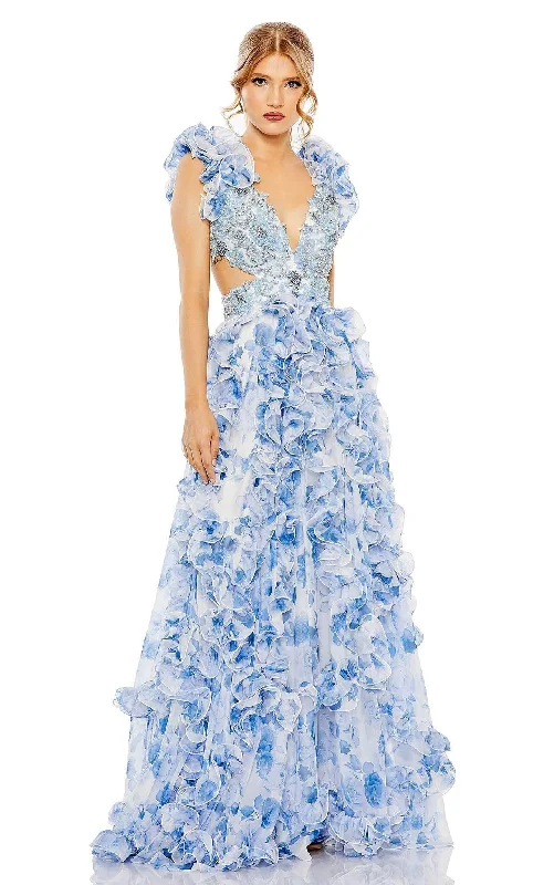 Mac Duggal 2220 - Ruffle-Designed Floral Printed Dress