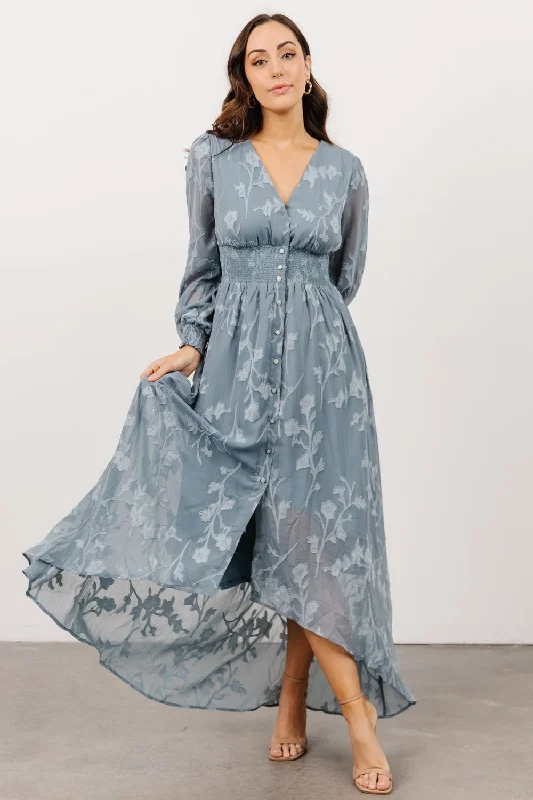 Mayfair High Low Maxi Dress | Dusty Blue