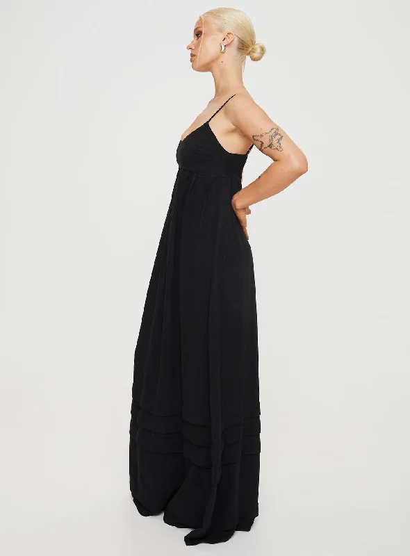 Milden Linen Blend Maxi Dress Black