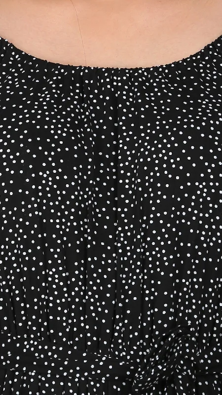 Black Micro Polka Dots Dress