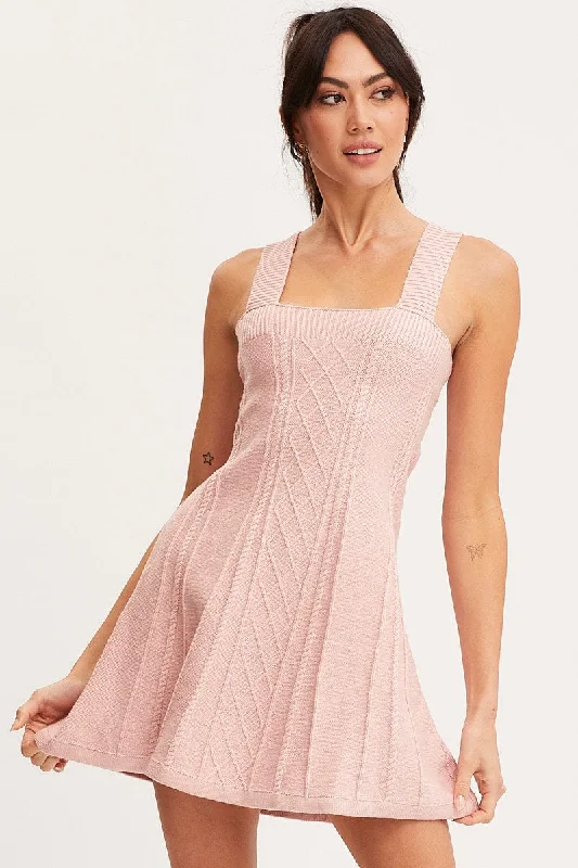 Pink Dress Sleeveless Mini Knit