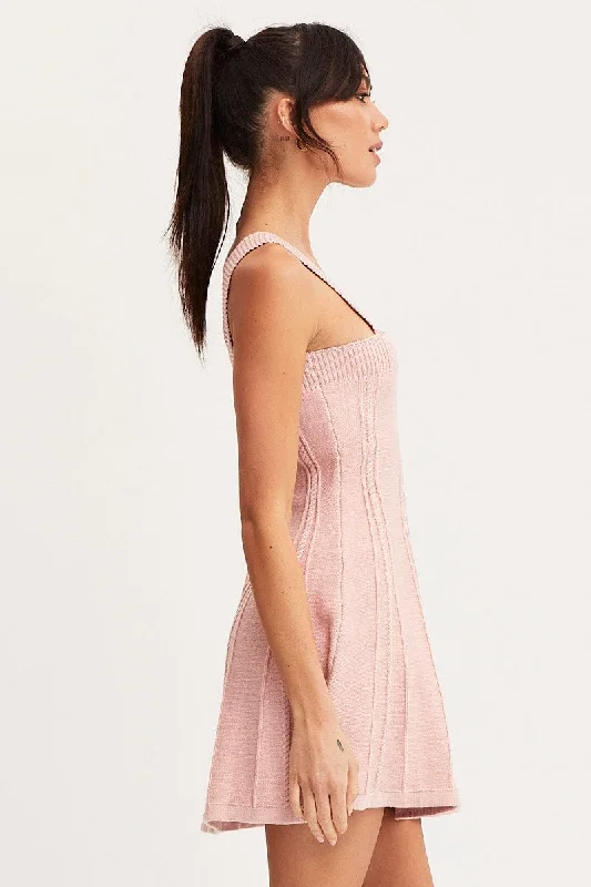 Pink Dress Sleeveless Mini Knit