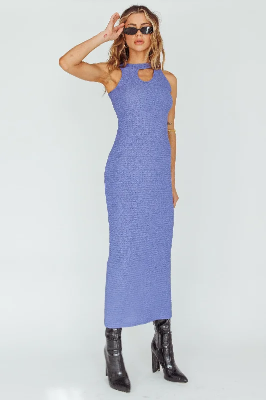 Playa Hermosa Keyhole Midi Dress Blue Violet