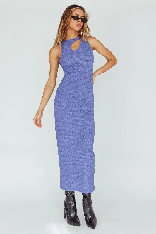 Playa Hermosa Keyhole Midi Dress Blue Violet