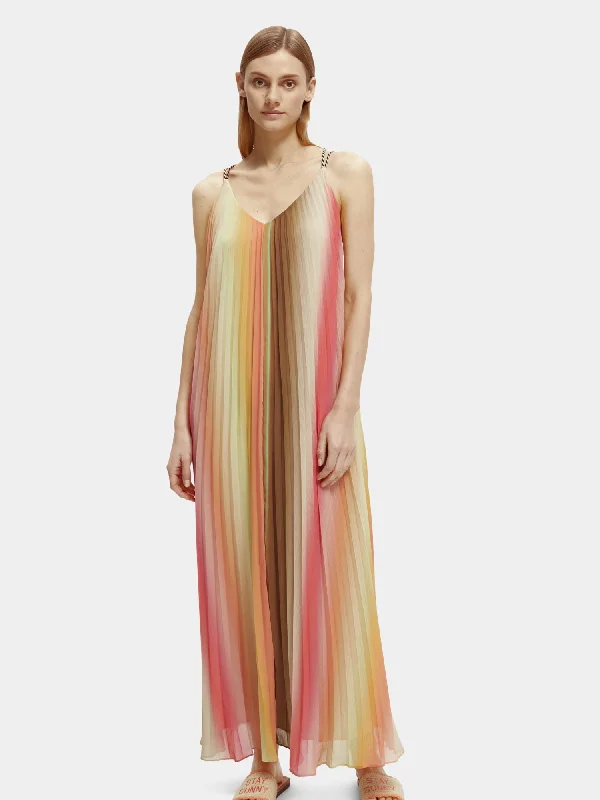 Pleated tank top maxi dress