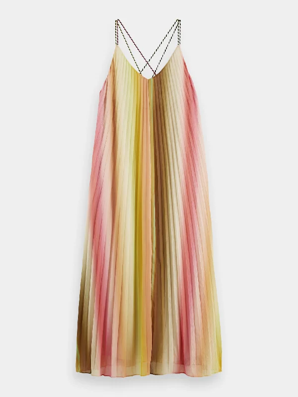 Pleated tank top maxi dress