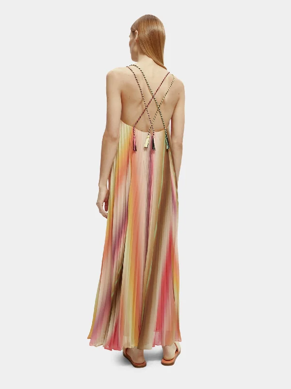 Pleated tank top maxi dress