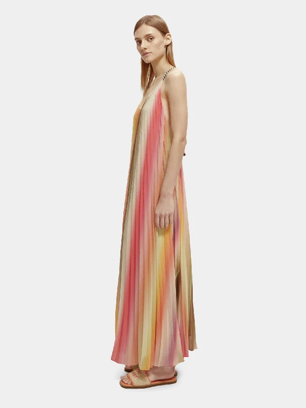 Pleated tank top maxi dress