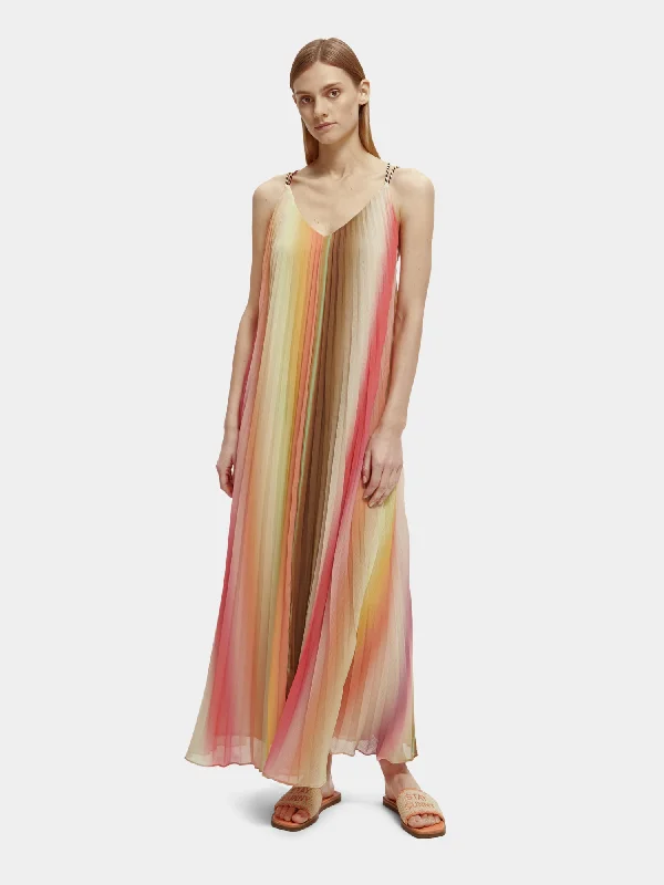 Pleated tank top maxi dress