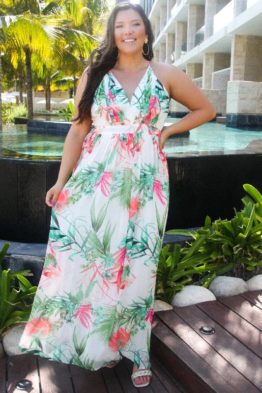 Resort Ready Floral Maxi Dress: White Multi