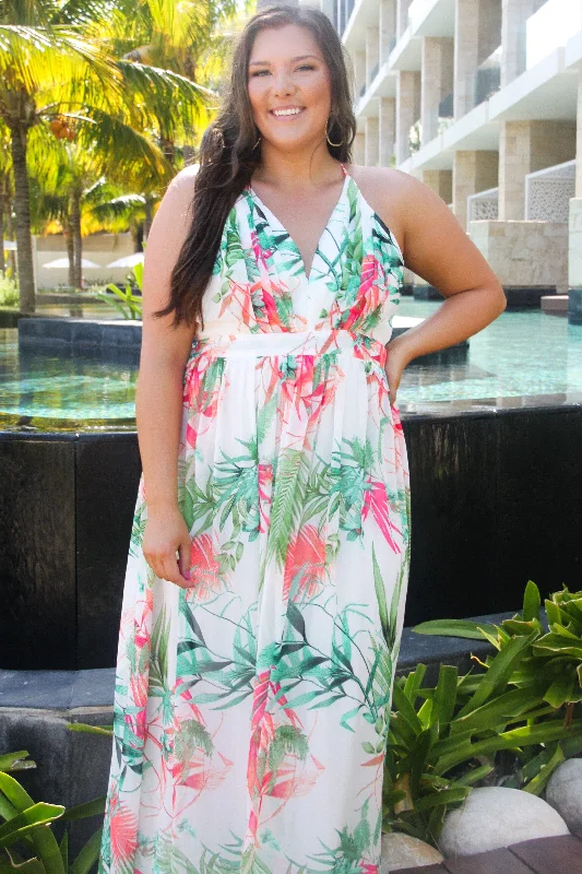 Resort Ready Floral Maxi Dress: White Multi