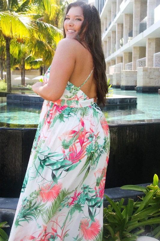 Resort Ready Floral Maxi Dress: White Multi