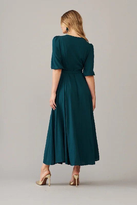 Ronda Maxi Wrap Dress In Emerald