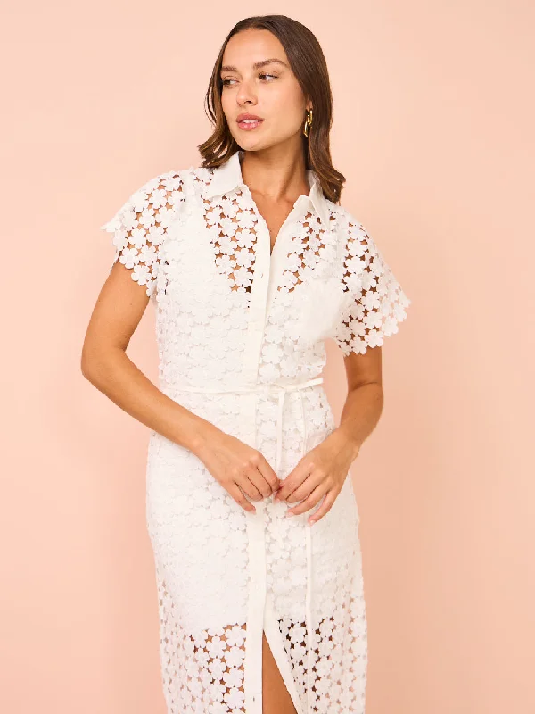 Rumer Capri Long Shirt Dress in White