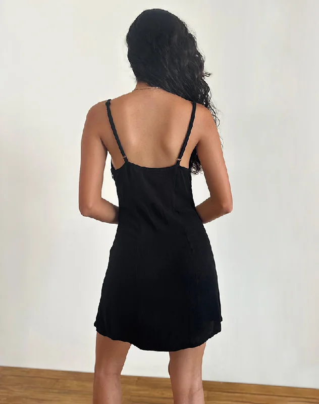 Samiya Mini Dress in Crinkle Black