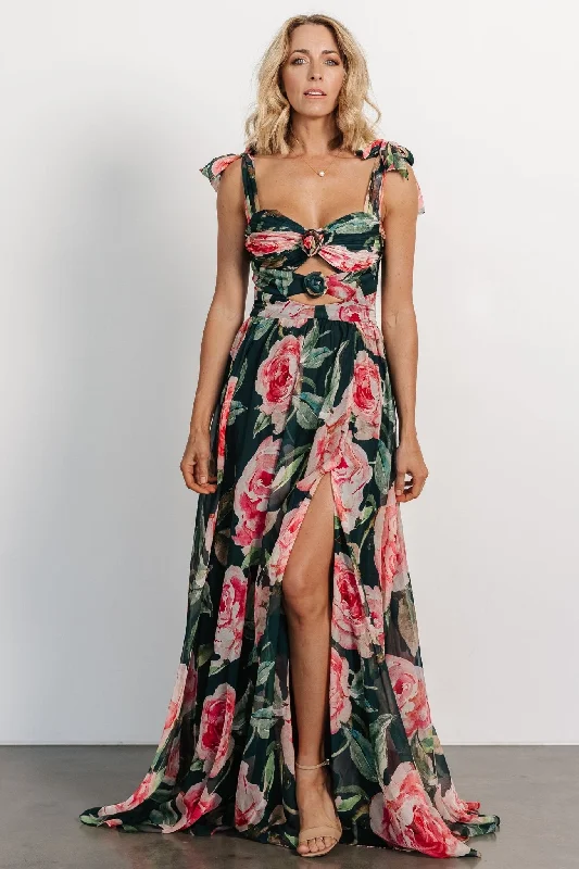 Shira Gown | Dark Green Floral