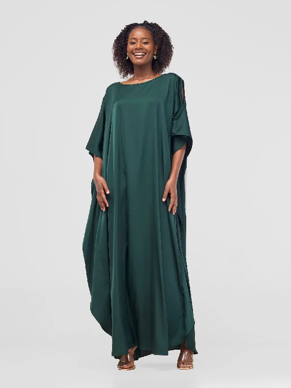 Vivo Kelemi Cut Out Sleeve Maxi Dress - Dark Green