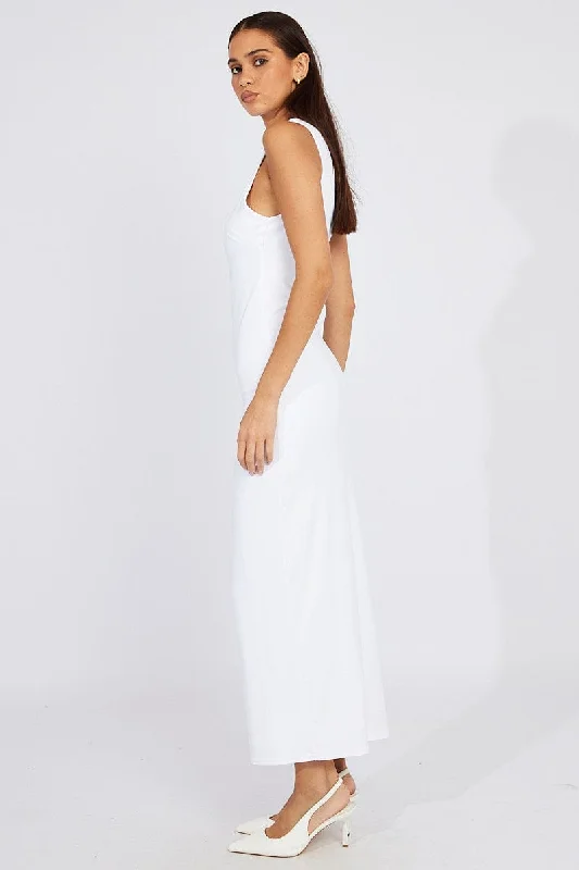 White Supersoft Bodycon Dress Maxi