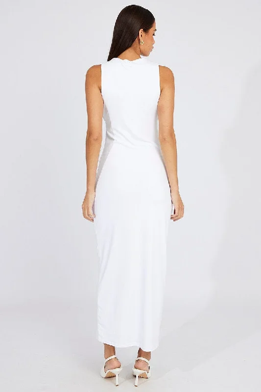 White Supersoft Bodycon Dress Maxi