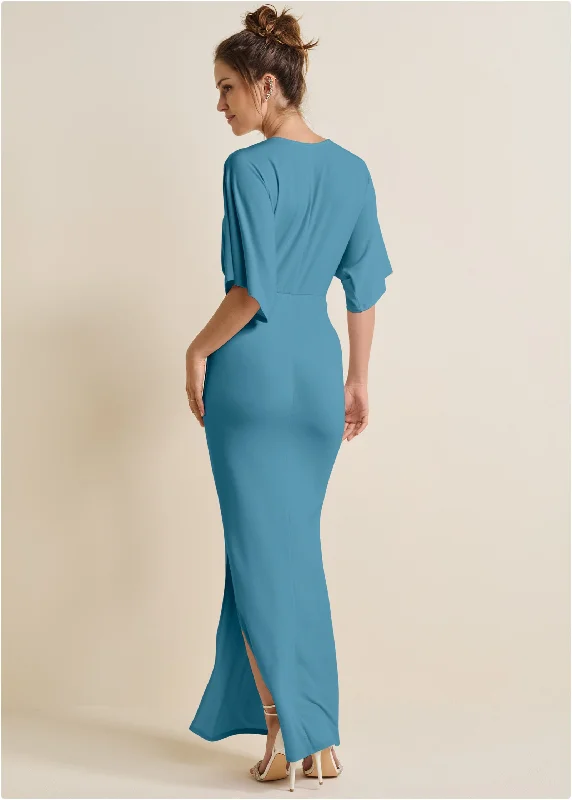 Drape sleeve maxi dress - Blue