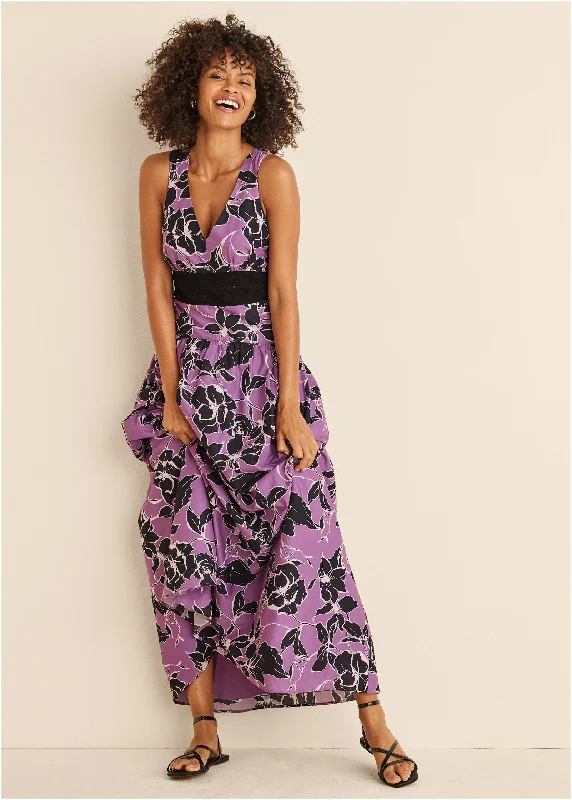 V-Neck Maxi Dress - Daffodil Floral